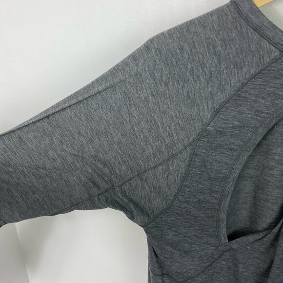 Lululemon Stop Drop Squat Long Sleeve Tee Grey Size 4 Twist Open Back Top Run - Picture 9 of 10